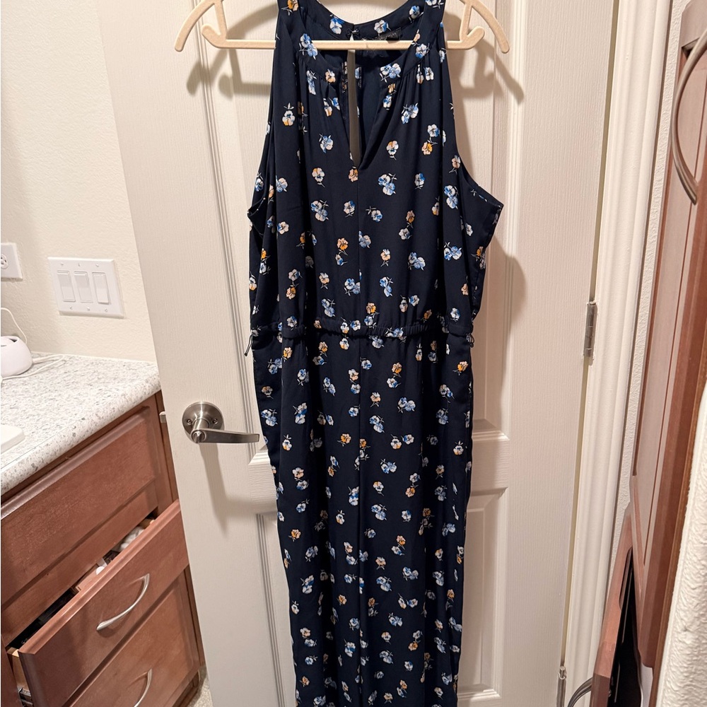 Ann Taylor Factory Navy Floral jumpsuit